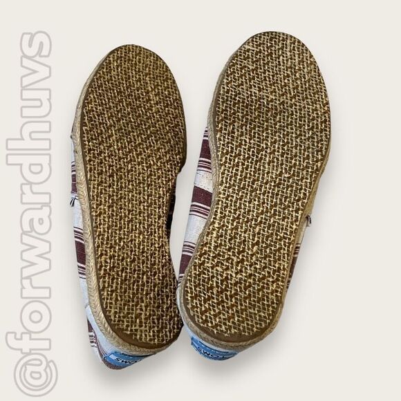 TOMS Wine & Off White Slip On Flats Women’s Size 5 - Picture 5 of 9